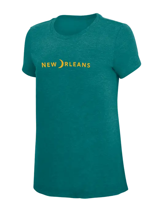 Womens Simply Soft Heathered Dark Teal 4.5oz  Poly/Combed Ring Spun Cotton T-Shirt w/Moon Logo