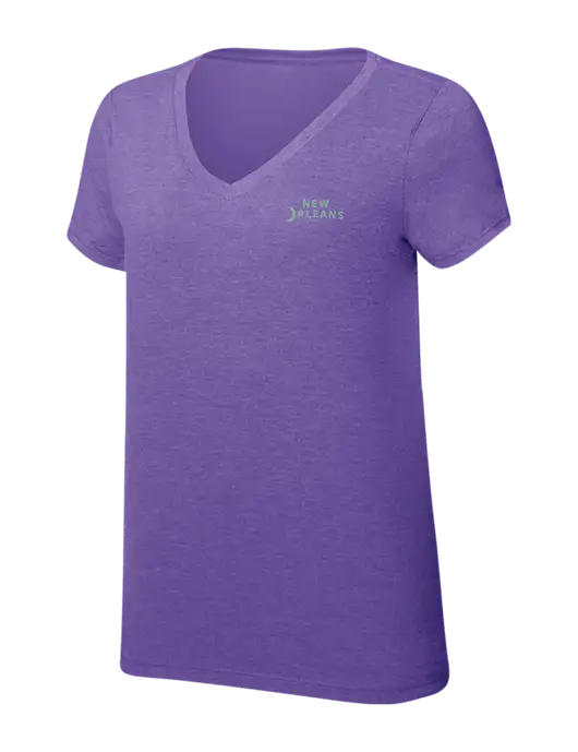 Womens Simply Soft V-Neck Purple Frost 4.5oz  Poly/Combed Ring Spun Cotton T-Shirt w/Moon Logo