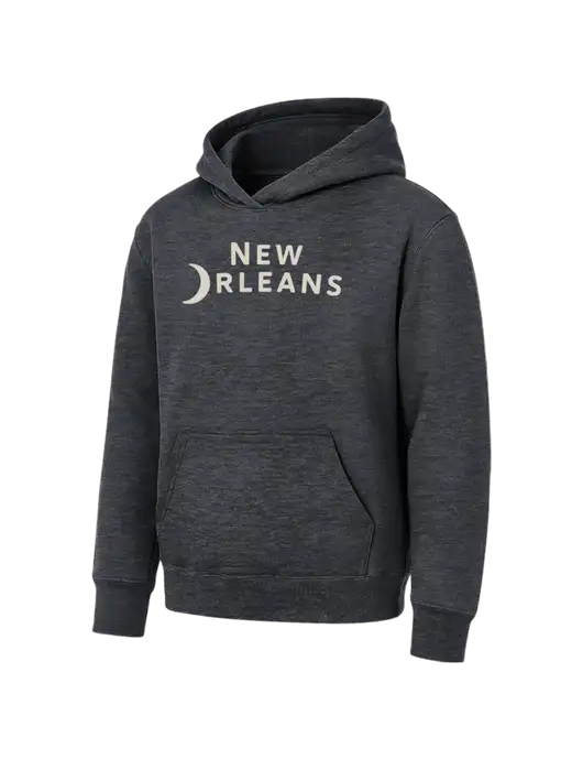 Youth Dark Heather Grey 7.8 oz Pullover Hooded Sweatshirt w/Moon Logo