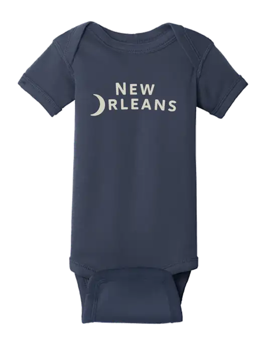 Rabbit Skins Navy Infant Short Sleeve Baby Rib Bodysuit w/Moon Logo