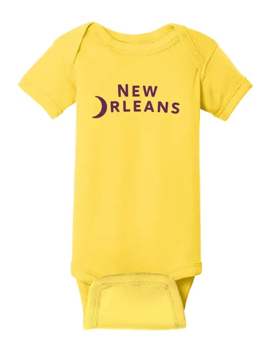 Rabbit Skins Yellow Infant Short Sleeve Baby Rib Bodysuit w/Moon Logo