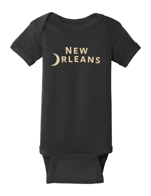 Rabbit Skins Black Infant Short Sleeve Baby Rib Bodysuit w/Moon Logo