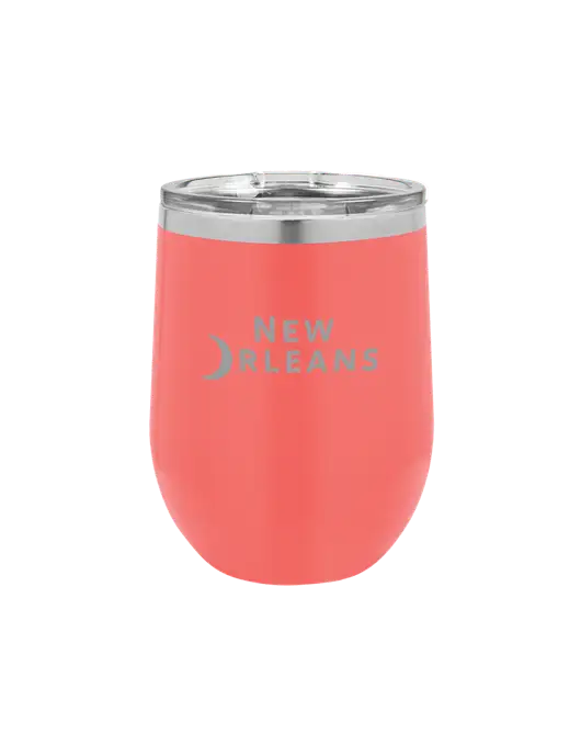 Polar Camel 12 oz Powder Coated Coral Vacuum Insulated Stemless Wine Tumbler w/Moon Logo