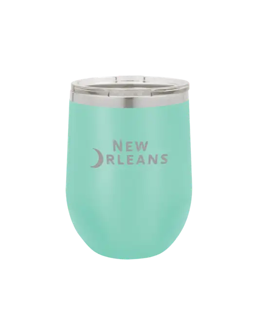 Polar Camel 12 oz Powder Coated Seafoam Vacuum Insulated Stemless Wine Tumbler w/Moon Logo