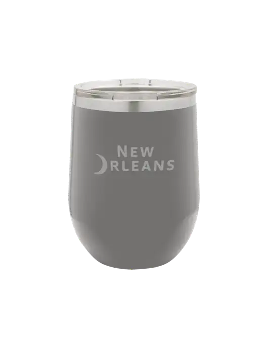 Polar Camel 12 oz Powder Coated Grey Vacuum Insulated Stemless Wine Tumbler w/Moon Logo