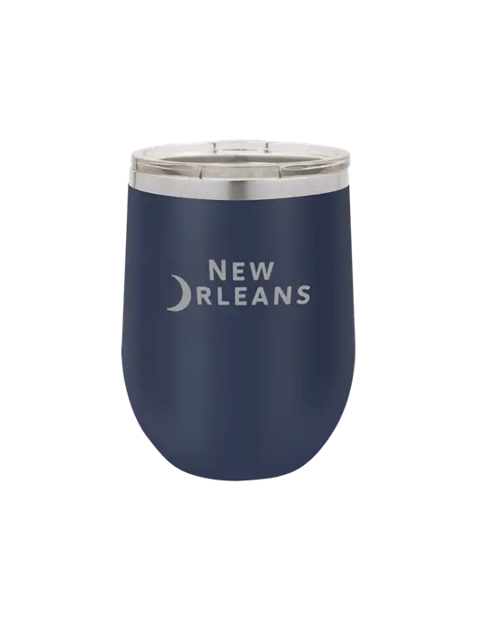 Polar Camel 12 oz Powder Coated Navy Vacuum Insulated Stemless Wine Tumbler w/Moon Logo