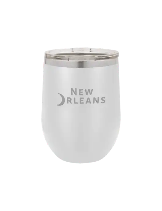 Polar Camel 12 oz Powder Coated White Vacuum Insulated Stemless Wine Tumbler w/Moon Logo