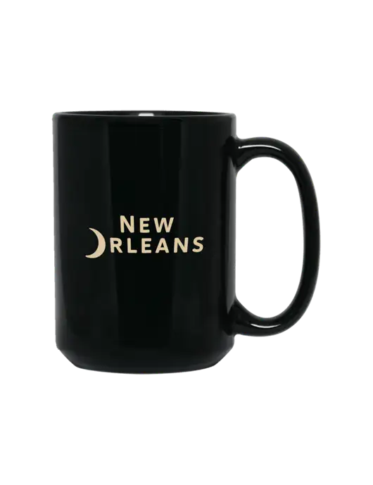 15 oz Black Ceramic Mug w/Moon Logo
