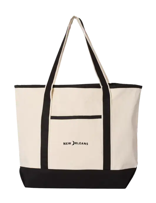 Natural/Black Large Canvas Deluxe Tote w/Moon Logo