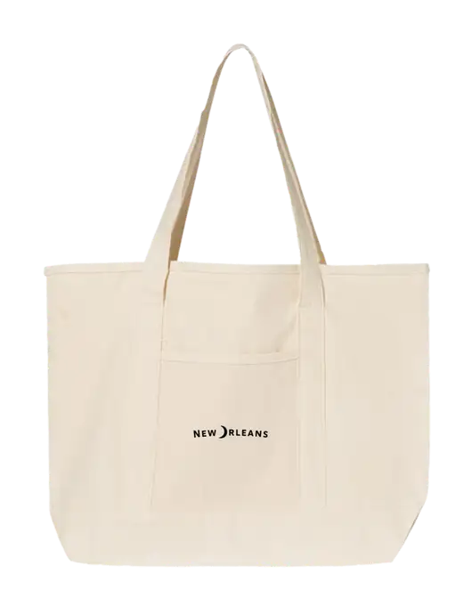 Natural Large Canvas Deluxe Tote w/Moon Logo