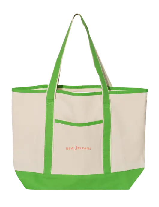 Natural/Light Kelly Large Canvas Deluxe Tote w/Moon Logo