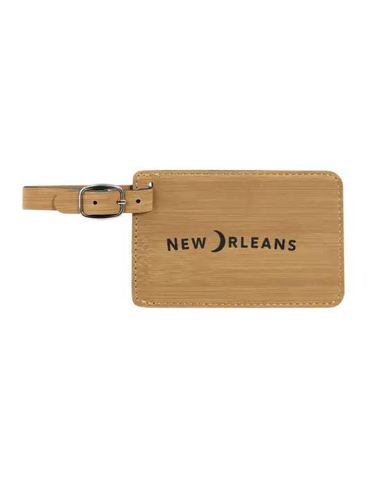 Bamboo Leatherette Luggage Tag w/Moon Logo