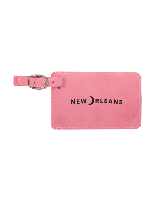 Pink Leatherette Luggage Tag w/Moon Logo