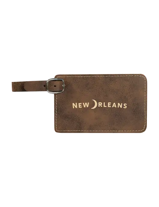 Rustic Leatherette Luggage Tag w/Moon Logo