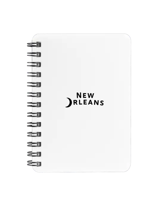 Sturdy White Hardcover Notebook, 5.25 x 7 w/Moon Logo