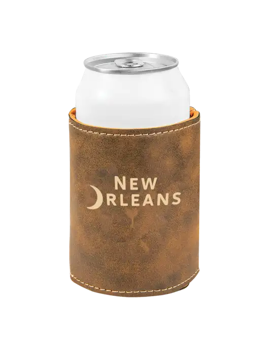 Rustic Leatherette Beverage Holder w/Moon Logo