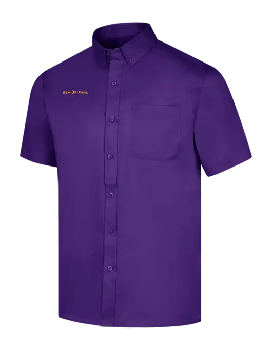 Short Sleeve Purple Superpro React Twill Shirt w/Moon Logo