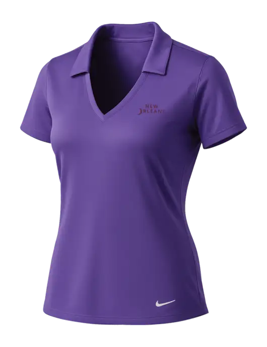 NIKE Purple Womens Dri-Fit Vertical Mesh Polo w/Moon Logo