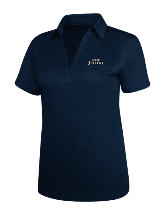 Navy Womens Performance Fine Jacquard Polo w/Moon Logo