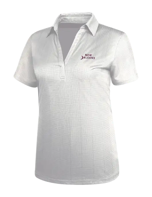 White Womens Performance Fine Jacquard Polo w/Moon Logo