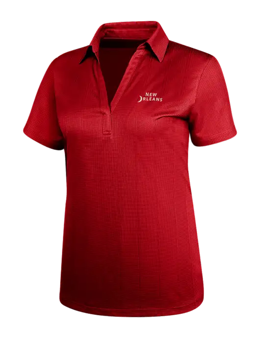 Red Womens Performance Fine Jacquard Polo w/Moon Logo
