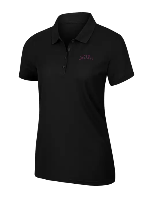 Womens Black Core Classic Pique Polo w/Moon Logo