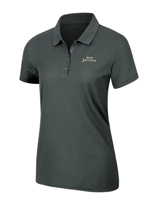 Dark Grey Womens Core Classic Pique Polo w/Moon Logo