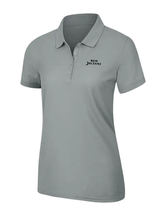 Light Grey Womens Core Classic Pique Polo w/Moon Logo