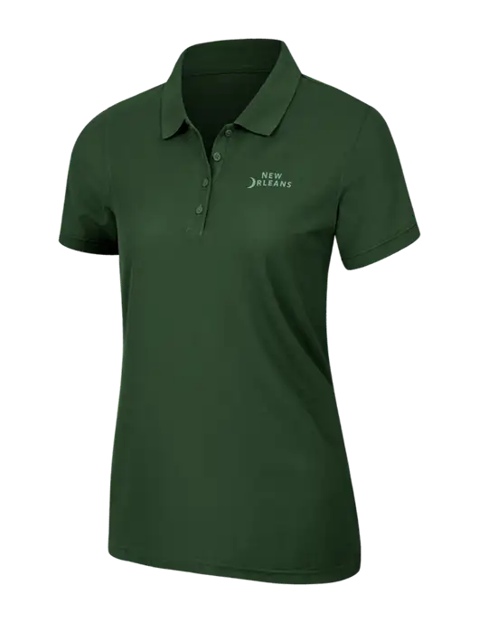 Dark Green Womens Core Classic Pique Polo w/Moon Logo