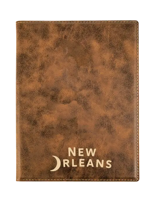 Rustic Leatherette 7 x 9 Portfolio with Notepad w/Moon Logo