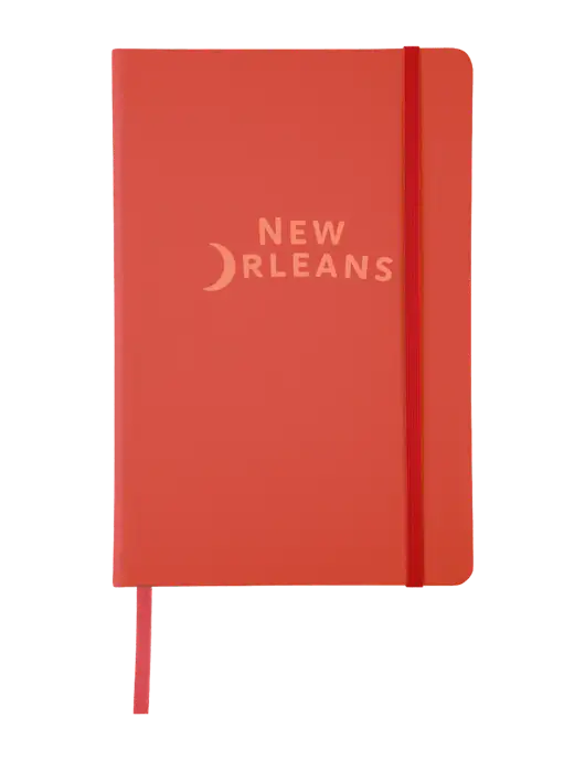 Red Comfort Touch Bound Journal 5 ¾" W x 8 ½” H w/Moon Logo