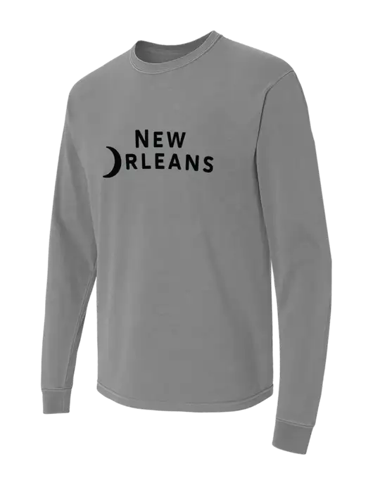 Comfort Colors Garment-Dyed Medium Grey Heavyweight Long Sleeve T-Shirt w/Moon Logo