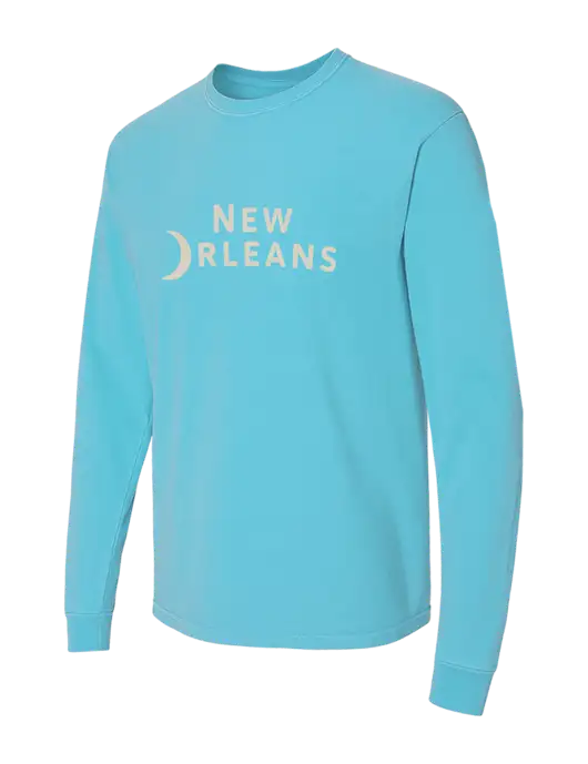 Comfort Colors Garment-Dyed Light Sapphire Heavyweight Long Sleeve T-Shirt w/Moon Logo
