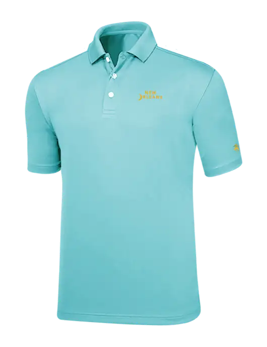 Brooks Brothers Very Light Sapphire Mesh Pique Performance Polo w/Moon Logo