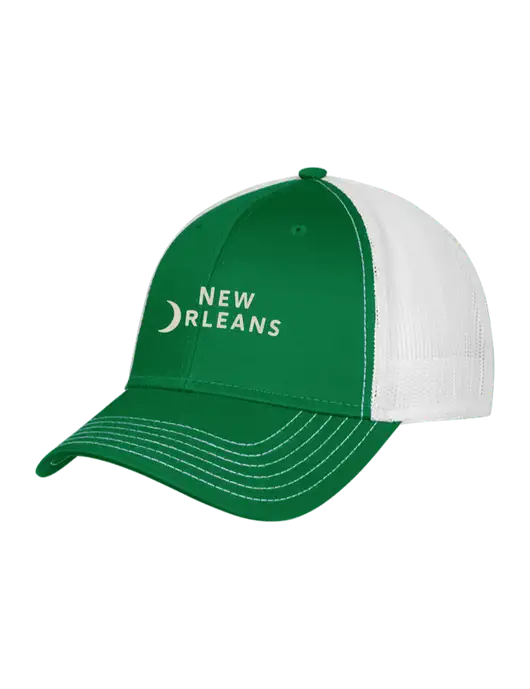 Kelly & White Mesh Trucker Cap Snap Back w/Moon Logo