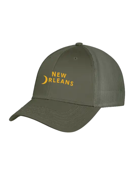 Olive Green Mesh Trucker Cap Snap Back w/Moon Logo