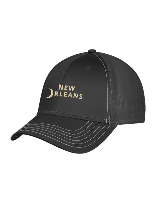Charcoal Grey Mesh Trucker Cap Snap Back w/Moon Logo