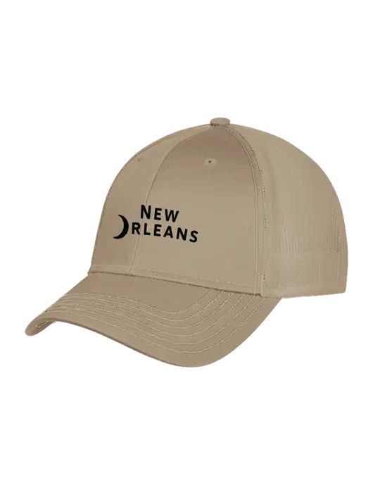 Khaki Mesh Trucker Cap Snap Back w/Moon Logo
