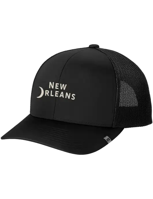 TravisMathew Black Cruz Trucker Cap w/Moon Logo