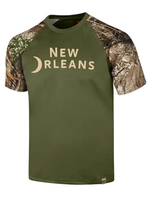 Russell Outdoors Olive/Realtree Edge Camo Colorblock Performance T-Shirt w/Moon Logo