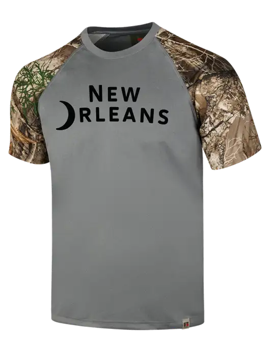 Russell Outdoors Medium Grey/Realtree Edge Camo Colorblock Performance T-Shirt w/Moon Logo