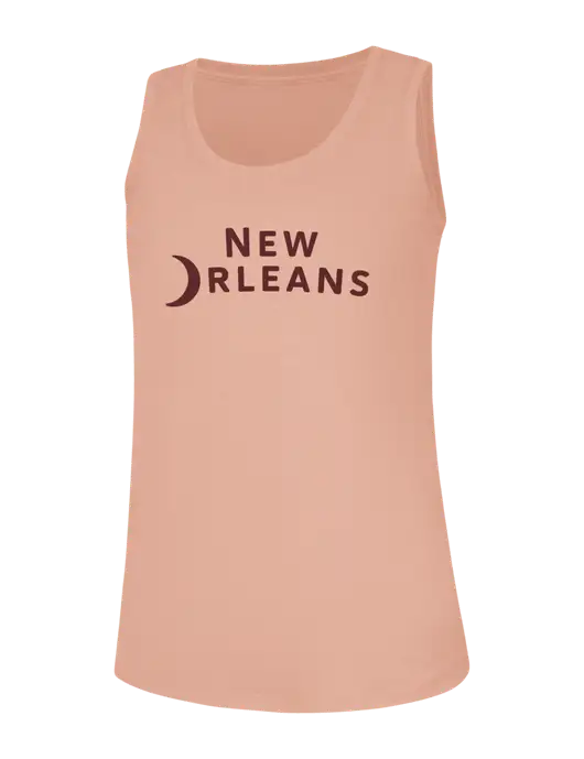 Womens Peach Coral Heather Perfect Tri Racerback Tank w/Moon Logo