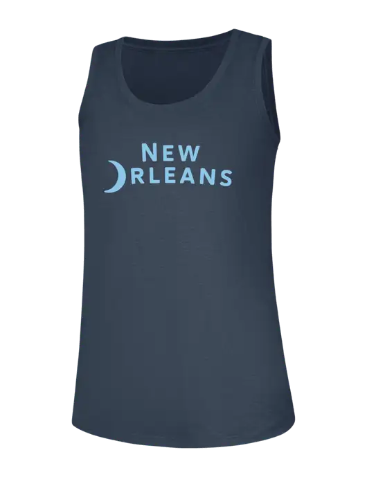Womens Navy Frost Perfect Tri Racerback Tank w/Moon Logo