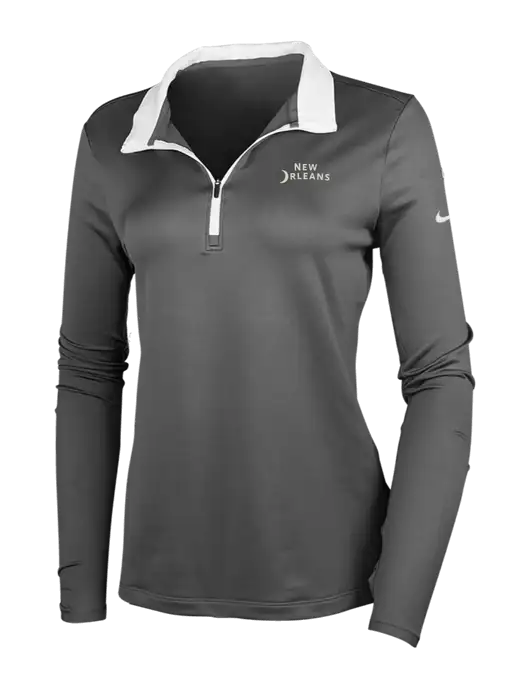 NIKE Dark Grey/White Womens Dry-Fit Stretch 1/2 Zip Cover-Up w/Moon Logo