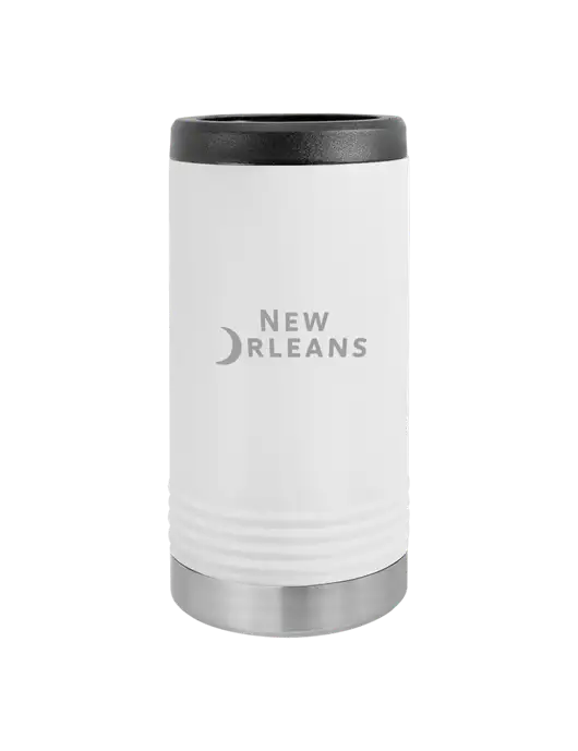 Polar Camel Powder Coated White Vacuum Insulated Slim Beverage Holder w/Moon Logo