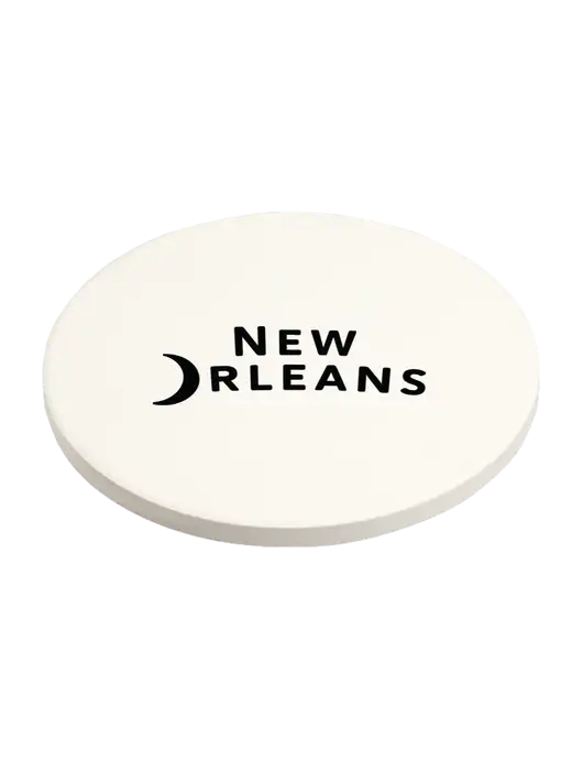 Absorbent White Coaster with Cork Base w/Moon Logo