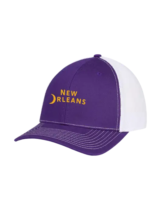 Richardson Adjustable Snapback Original 112 Trucker Cap Purple w/White Mesh w/Moon Logo