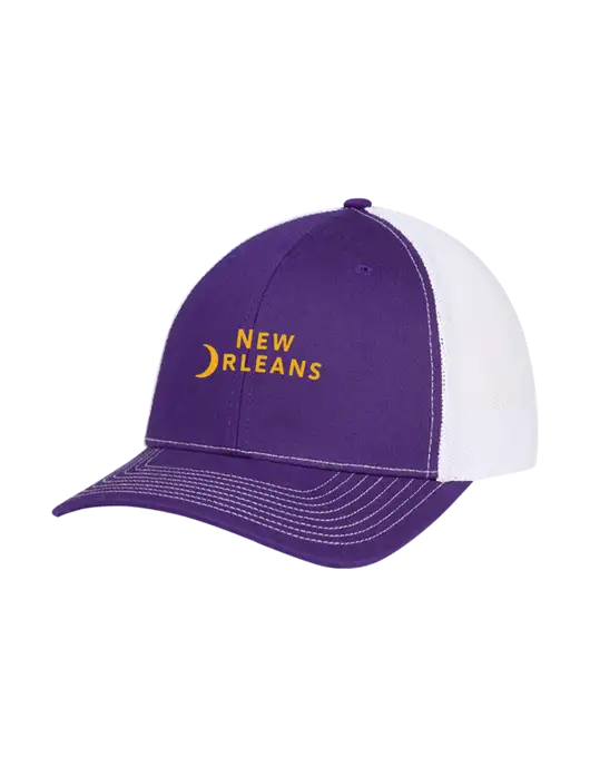 Richardson Adjustable Snapback Original 112 Trucker Cap Purple w/White Mesh w/Moon Logo
