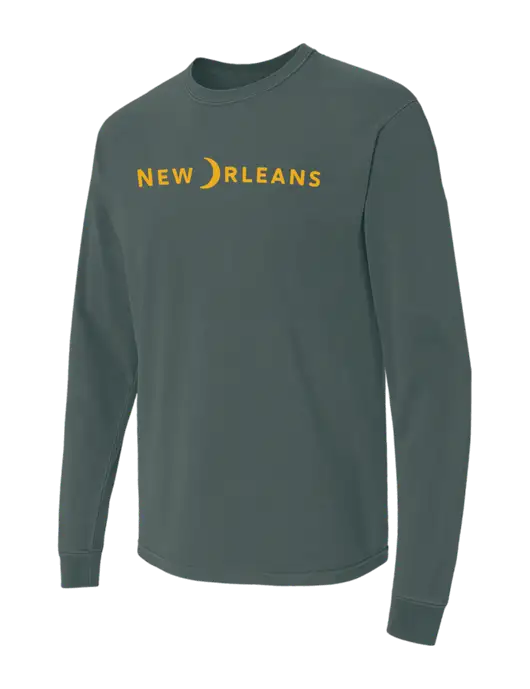 Comfort Colors Garment-Dyed Dark Green Heather Heavyweight Long Sleeve T-Shirt w/Moon Logo