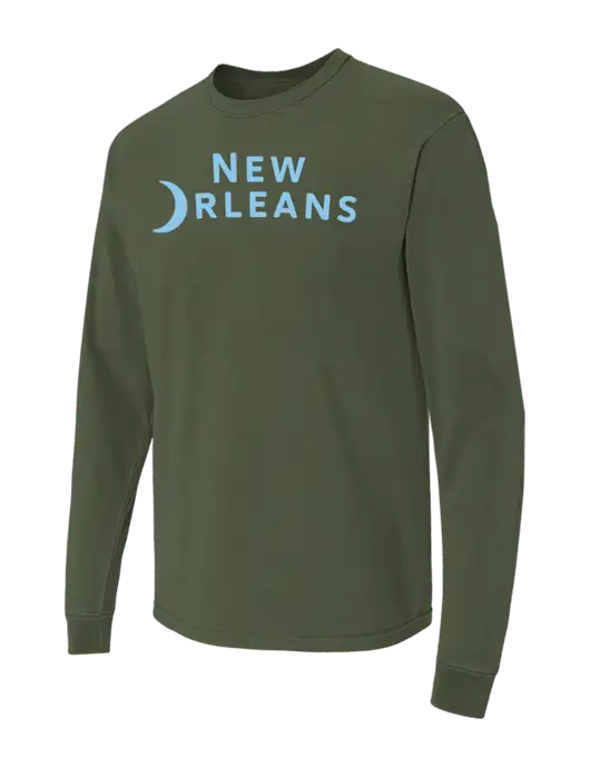 Comfort Colors Garment-Dyed Dark Olive Green Heavyweight Long Sleeve T-Shirt w/Moon Logo